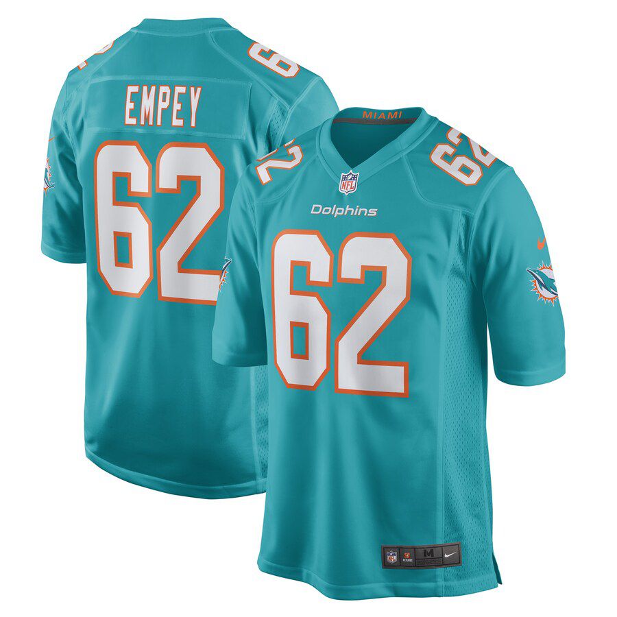 Men Miami Dolphins #62 James Empey Nike Aqua Game Player NFL Jersey